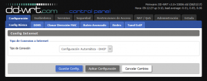 Tipo de conexión: DHCP